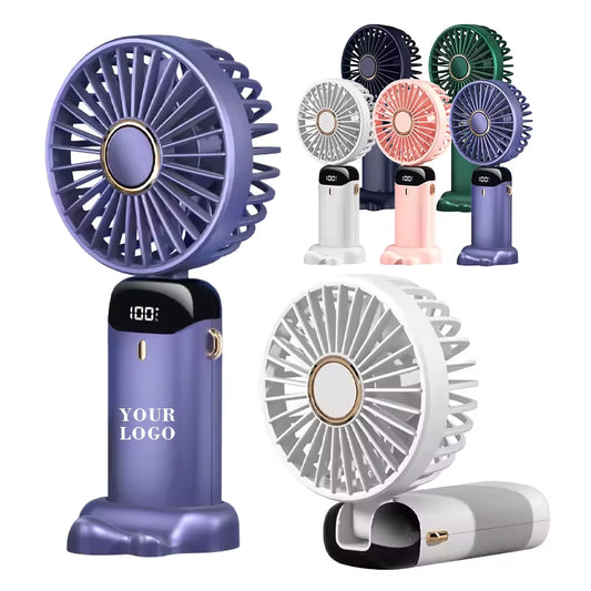 Hot Selling Summer Foldable Hand Fan Digital Display Handheld Portable Foldable Rechargeable Sports Mini Fan